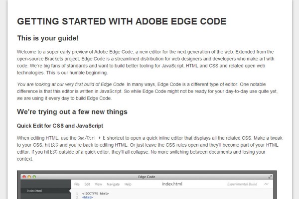 Edge Code 初期ファイルをライブプレビュー
